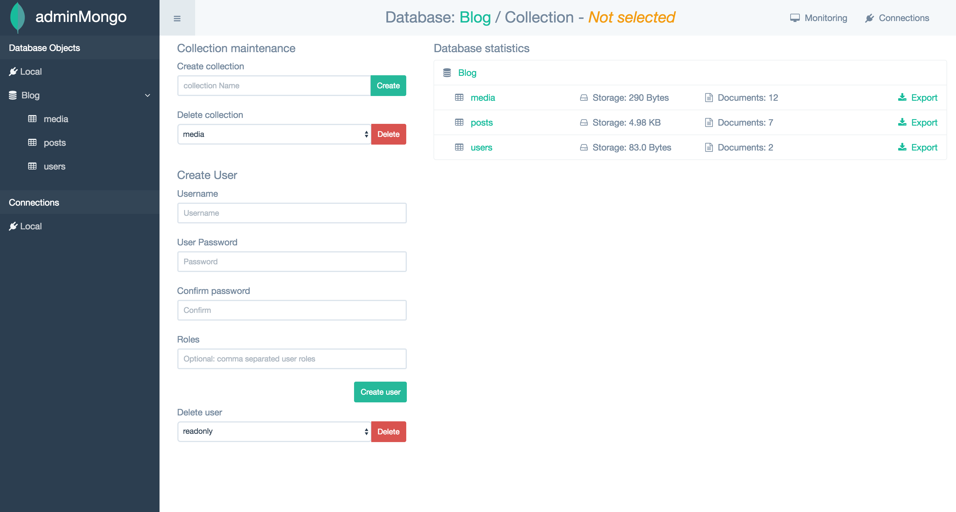 adminMongo_dbview